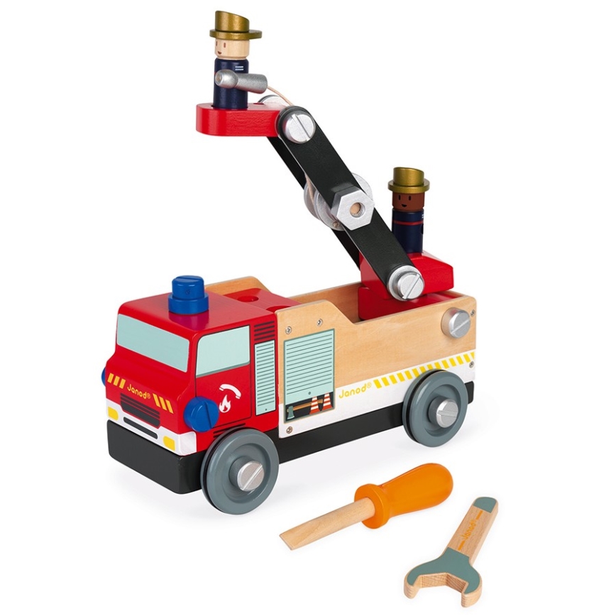 Janod - Set di costruzioni in legno BRICOKIDS camion dei pompieri