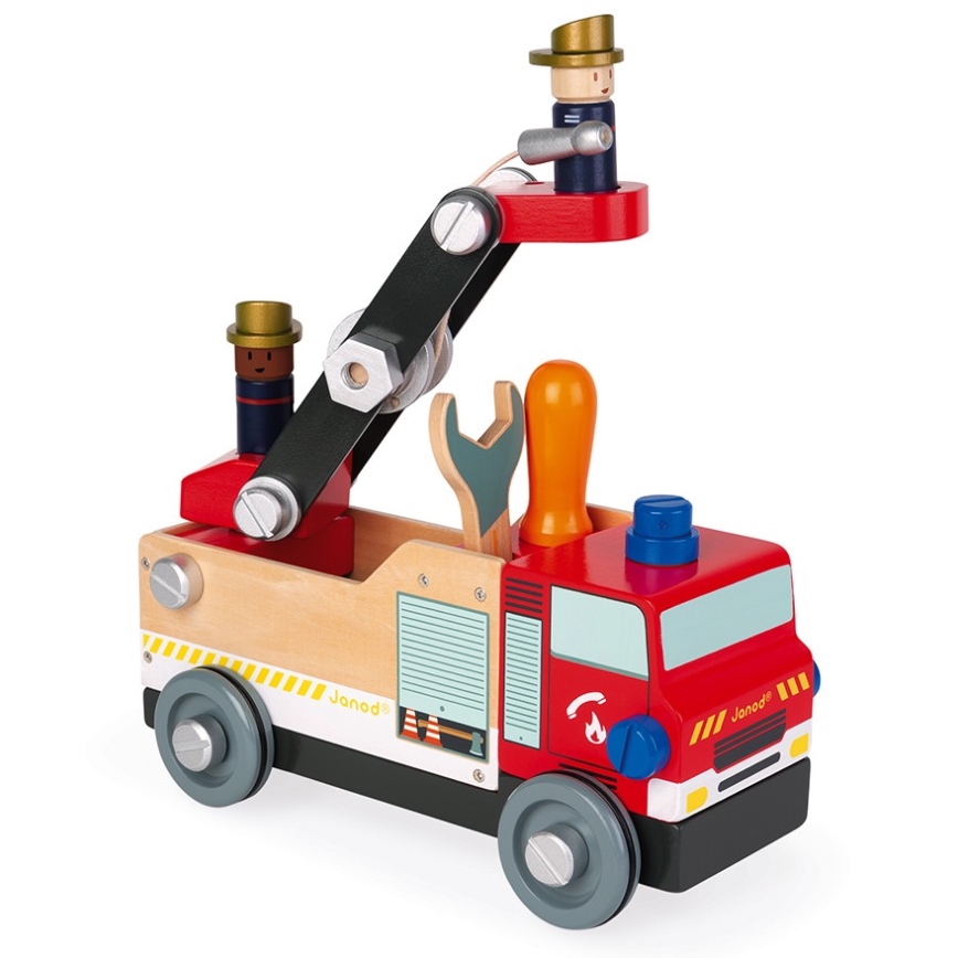 Janod - Set di costruzioni in legno BRICOKIDS camion dei pompieri