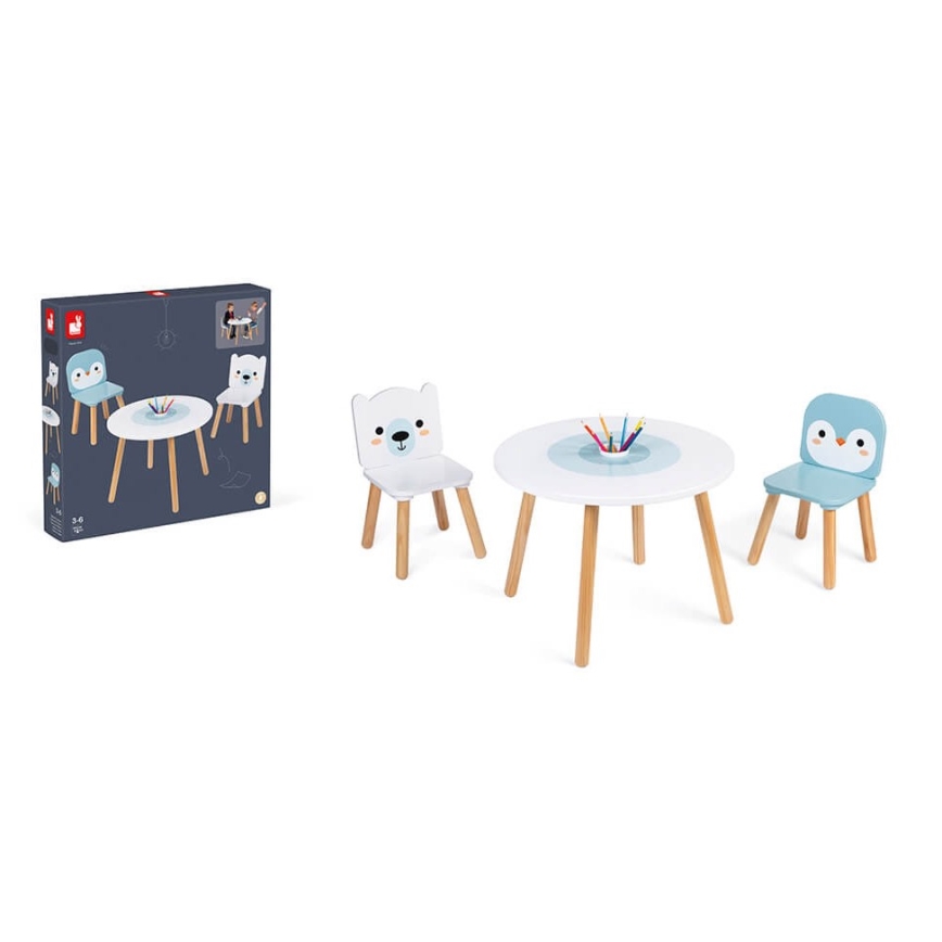 Janod - Set tavolo e sedie in legno