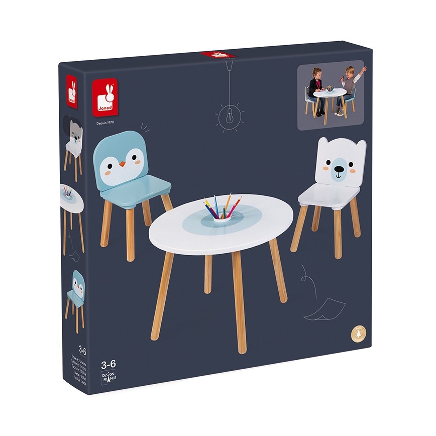 Janod - Set tavolo e sedie in legno