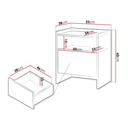 JAPANDI Nachttisch 60x53 cm Eiche Baltic Storm