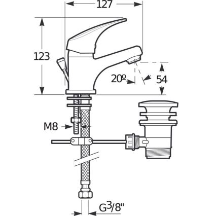JIKA H3111N10041111 - Rubinetto per lavabo con scarico a troppopieno TALAS 12,3 cm cromo lucido