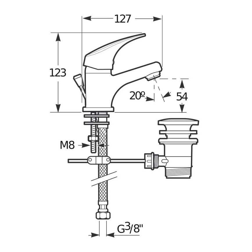 JIKA H3111N10041111 - Rubinetto del lavandino + con scarico TALAS 12,3 cm cromo lucido