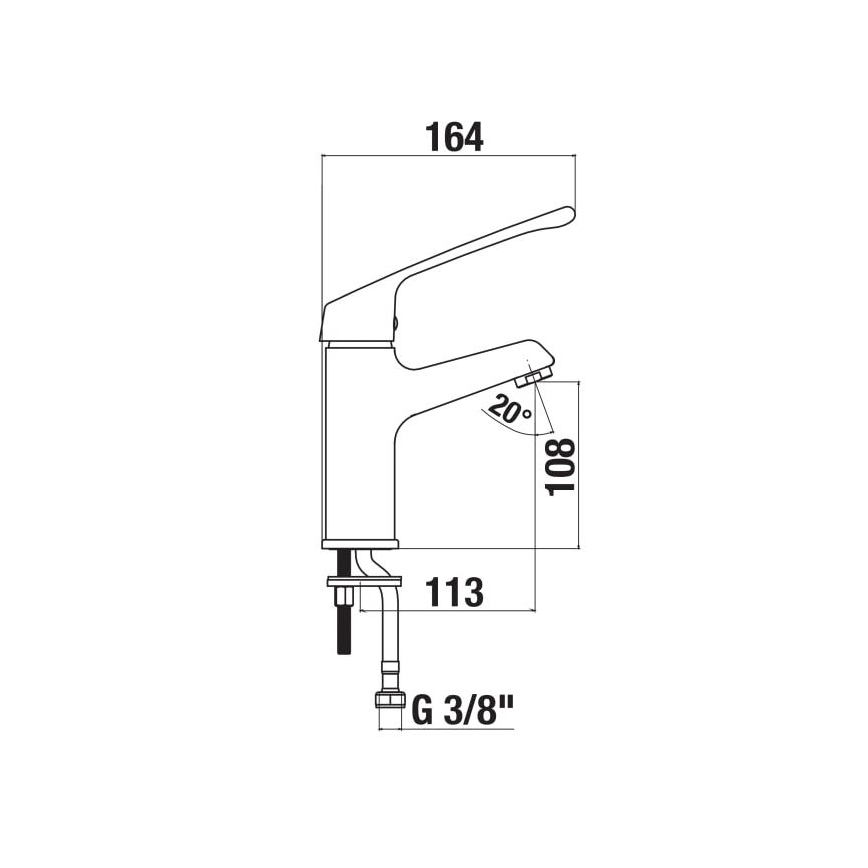 JIKA H3111W10045101 - Waschtischarmatur mit medizinischem Hebel CUBE 16,4 cm glänzender Chrom