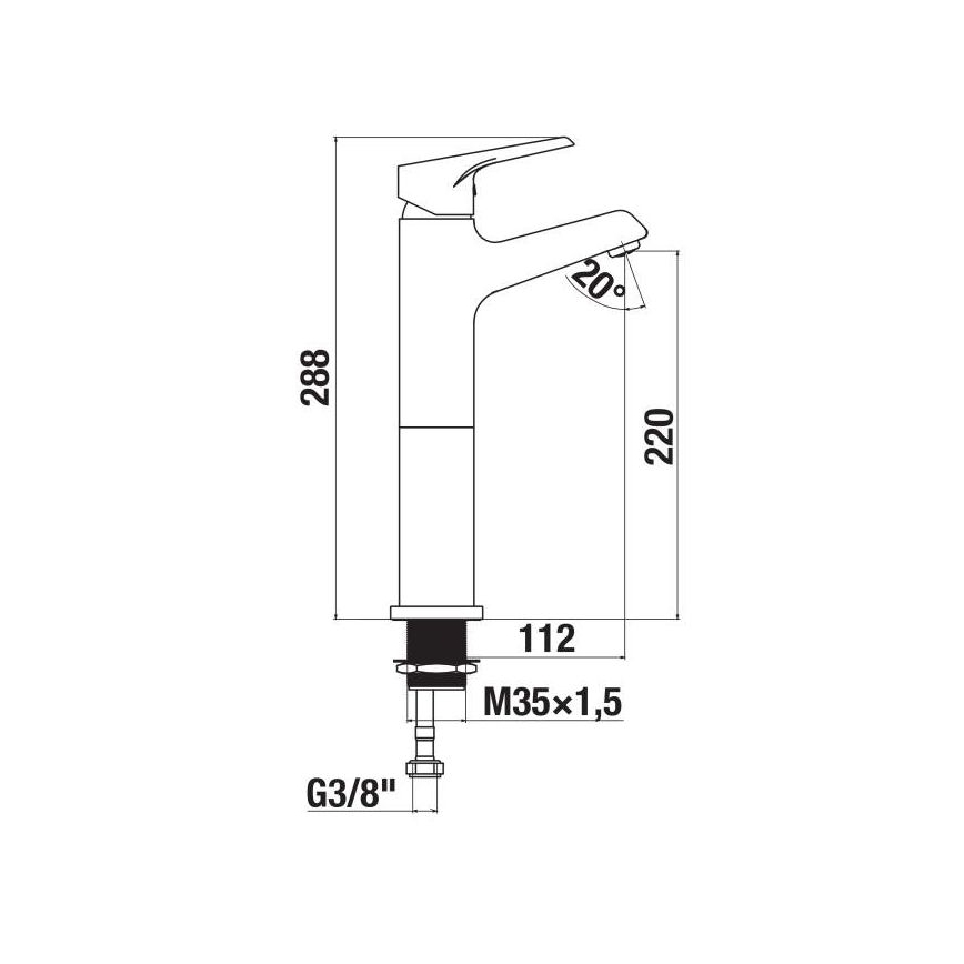 JIKA H3111W80041201 - Rubinetto del lavandino CUBE 28,8 cm cromo lucido