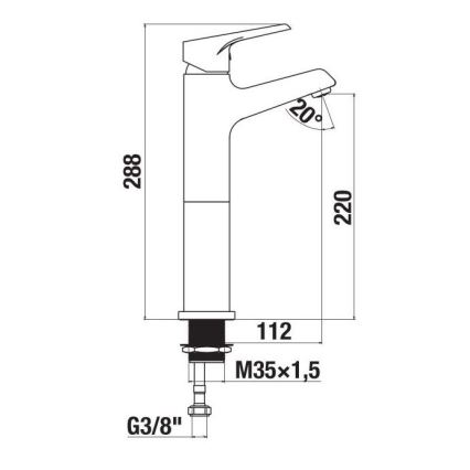 JIKA H3111W80041201 - Rubinetto per lavabo CUBE 28,8 cm cromo lucido