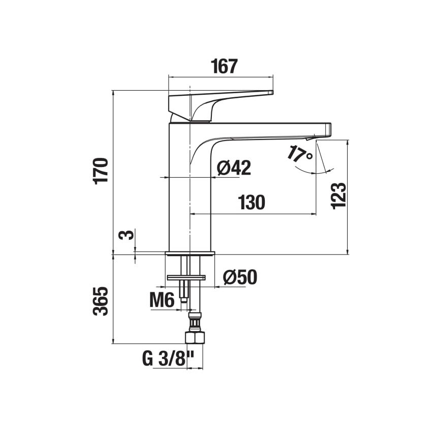 JIKA H3111X10041201 - Rubinetto per lavabo CUBITO 17 cm cromo lucido