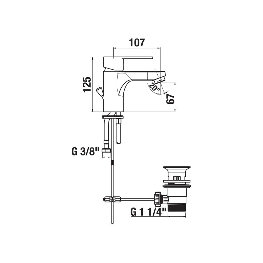 JIKA H3111Z10041111 - Rubinetto del lavandino + con scarico LYRA 12,5 cm cromo lucido