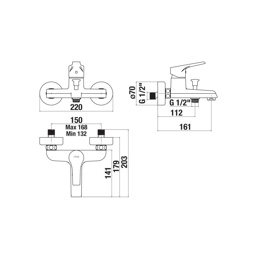 JIKA H3211W70044001 - Rubinetto vasca da bagno CUBE cromo lucido