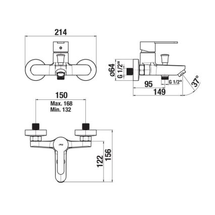 JIKA H3211Z70044001 - Rubinetto vasca da bagno LYRA cromo lucido