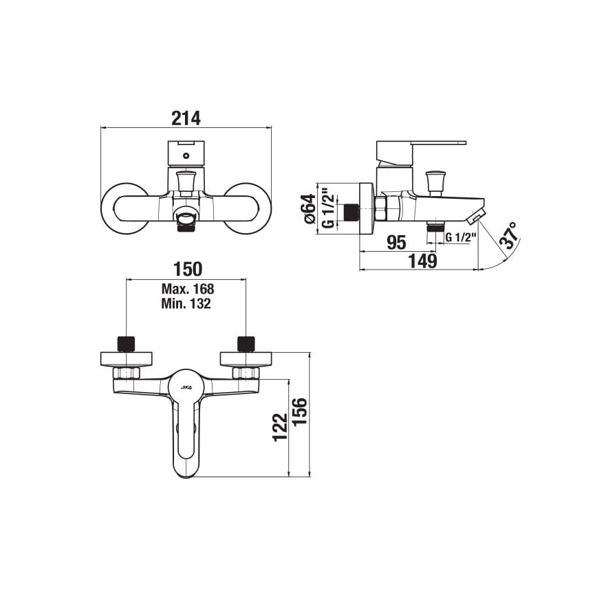 JIKA H3211Z70044001 - Rubinetto vasca da bagno LYRA cromo lucido