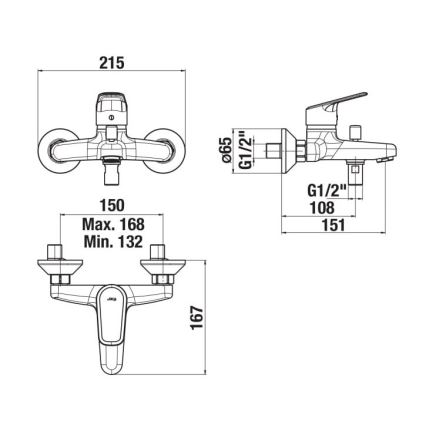 JIKA H3212E70044001 - Rubinetto vasca da bagno TALAS cromo lucido
