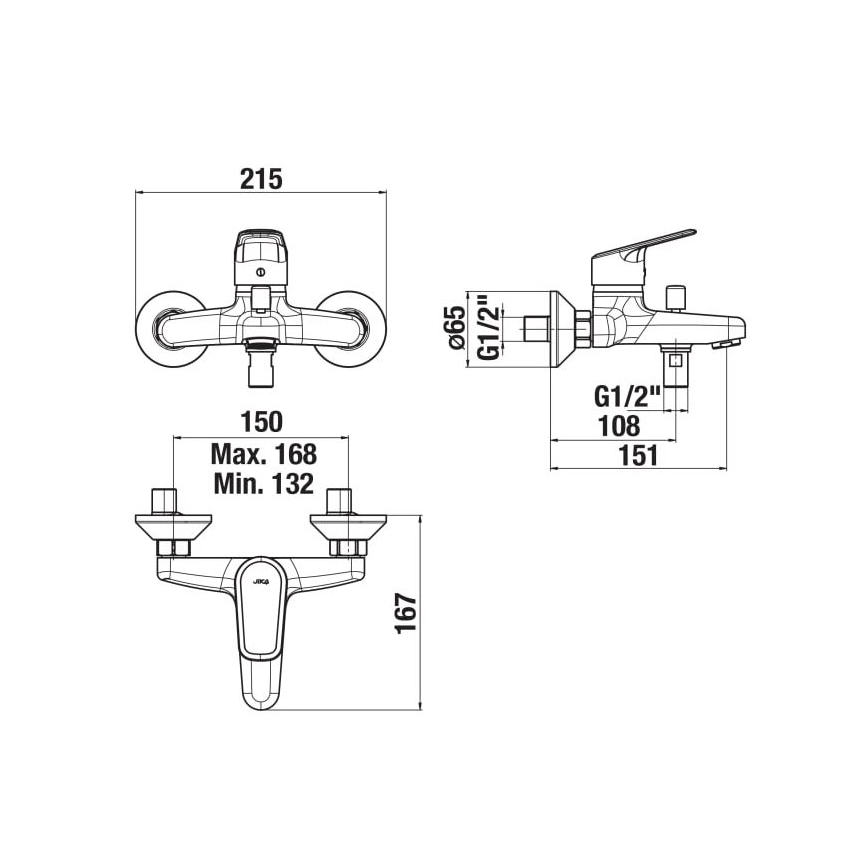 JIKA H3212E70044001 - Rubinetto vasca da bagno TALAS cromo lucido