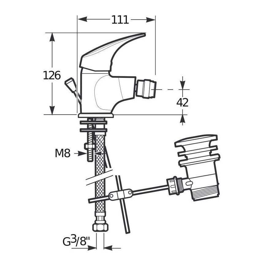 JIKA H3411N10041111 - Rubinetto del bidet + scarico senza trabocco TALAS 12,6 cm cromo lucido