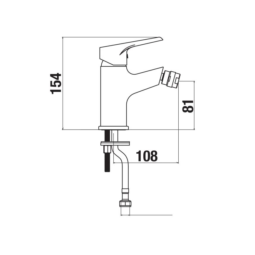 JIKA H3411W10041101 - Rubinetto del bidet CUBE 15,4 cm cromo lucido