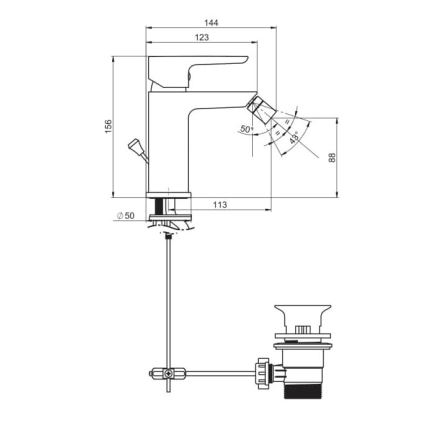 JIKA H3412H10041101 - Rubinetto del bidet PONTA 15,6 cm cromo lucido