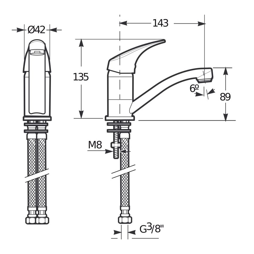 JIKA H3511N10042201 - Robinet de lavabo TALAS 13,5 cm chrome brillant