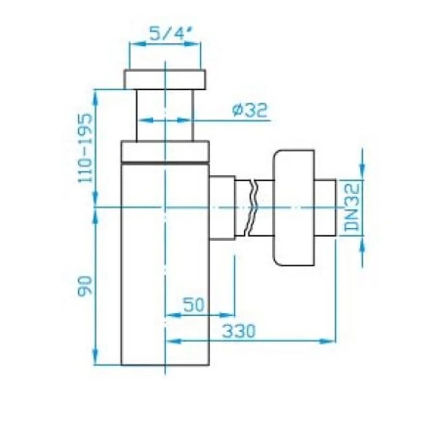 JIKA H3747300040001 - Sifone angolare per lavello CUBITO cromo lucido