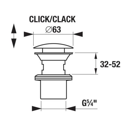 JIKA H3917100040001 - Bonde pour lavabo clic-clac Ø 6,3 cm, chrome brillant