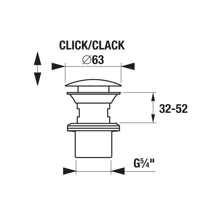JIKA H3917100040001 - Bonde pour lavabo clic-clac Ø 6,3 cm, chrome brillant