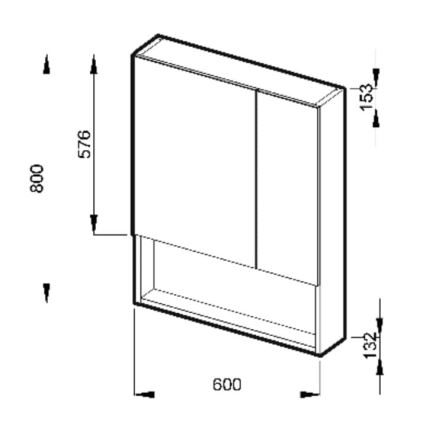 JIKA H4532410383041 - Miroir armoire avec une étagère LYRA 80x60 cm blanc