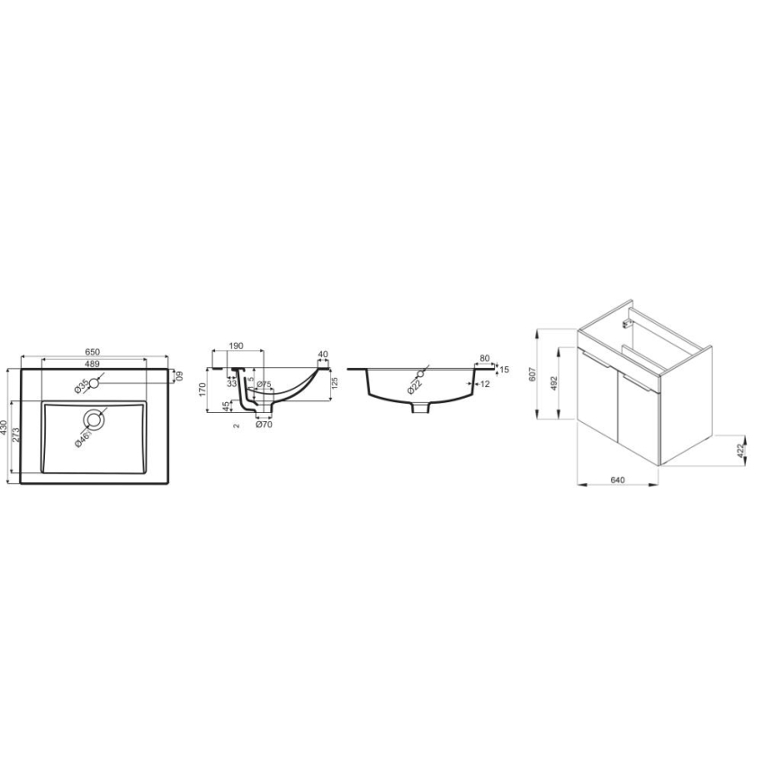 JIKA H4536011763001 - Meuble de salle de bain avec lavabo CUBE 60,7x65 cm blanc