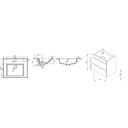 JIKA H4536111763001 - Meuble de salle de bain avec vasque CUBE 60,7x55 cm blanc