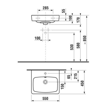 JIKA H8103810001041 - Lavabo sospeso LYRA 55x45 cm ceramica/bianco