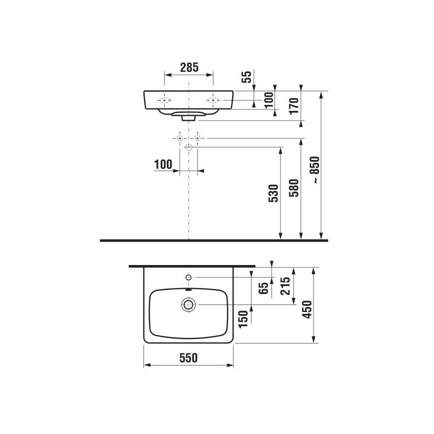 JIKA H8103810001041 - Lavabo sospeso LYRA 55x45 cm ceramica/bianco