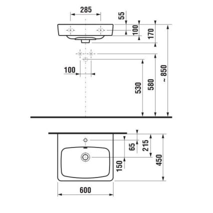 JIKA H8103820001041 -  Lavabo sospeso LYRA 60x45 cm ceramiche/bianco