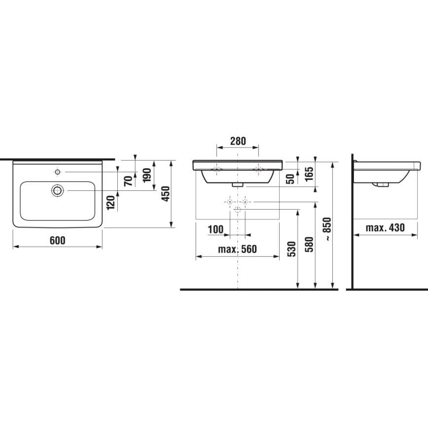 JIKA H8104230001041 -  Lavabo sospeso CUBITO 60x45 cm ceramiche/bianco