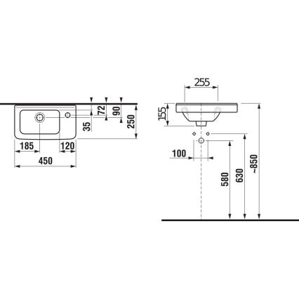 JIKA H8114240001061 - Hängendes Waschbecken CUBITO 45x25 cm Keramik/Weiß