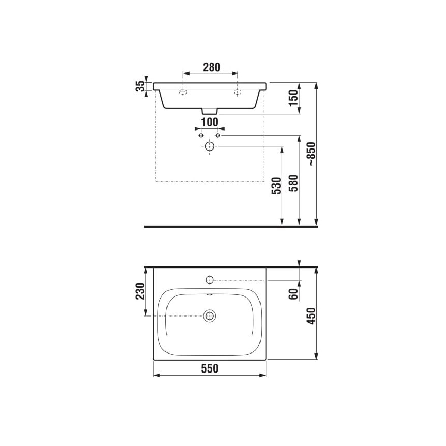 JIKA H8127120001041 -  Lavabo sospeso  MIO 55x45 cm ceramiche/bianco