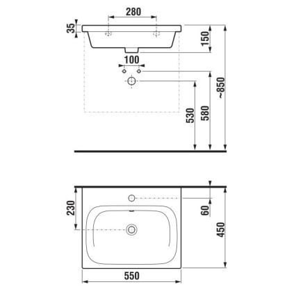 JIKA H8127127161041 - Lavabo sospeso MIO 55x45 cm ceramica/nero opaco