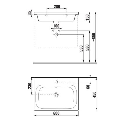JIKA H8127130001041 -  Lavabo sospeso  MIO 60x45 cm ceramiche/bianco