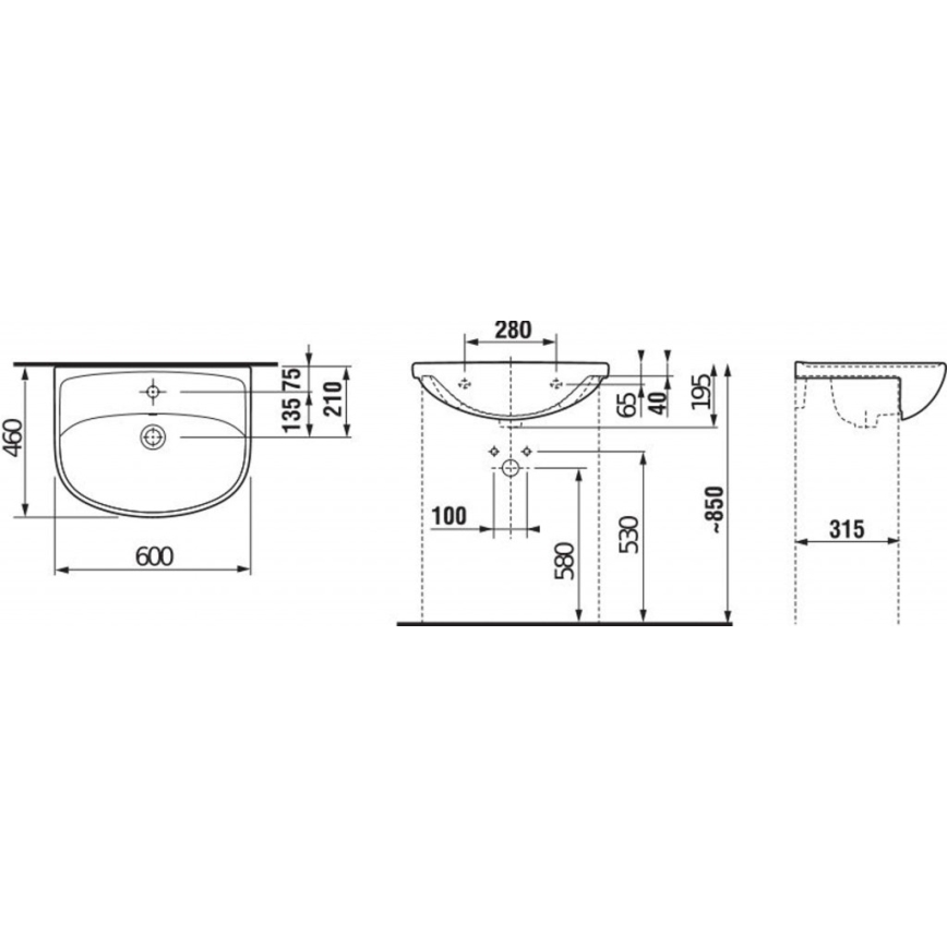 JIKA H8133830001041 - Lavandino incassato LYRA 60x46 cm ceramiche/bianco