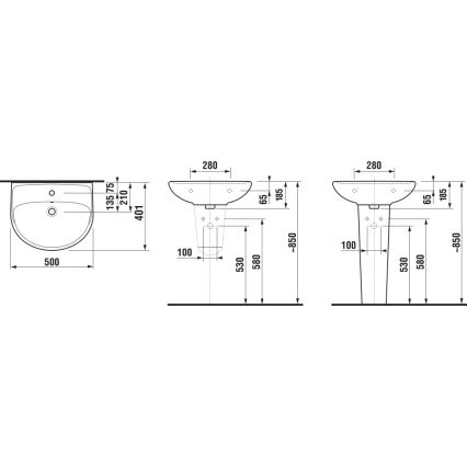 JIKA H8143810001041 -  Lavabo sospeso  LYRA 50x40,1 cm ceramiche/bianco