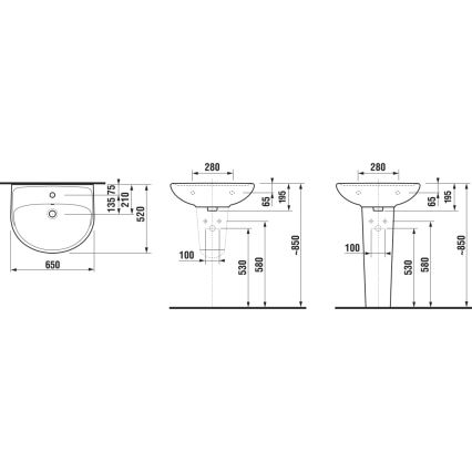 JIKA H8143840001041 -  Lavabo sospeso LYRA 65x52 cm ceramiche/bianco