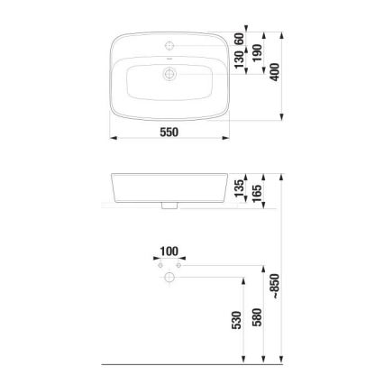 JIKA H8183820001041 - Lavandino da appoggio LYRA 55x40 cm ceramiche/bianco