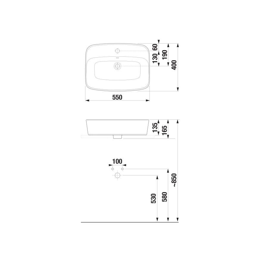 JIKA H8183827571041 - Lavandino da appoggio LYRA 55x40 cm ceramiche/bianco opaco