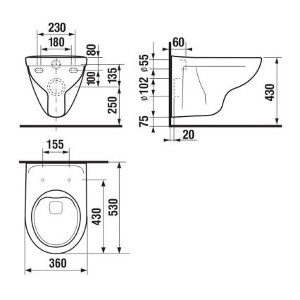 JIKA H8213840000001 - WC a parete LYRA ceramiche/bianco