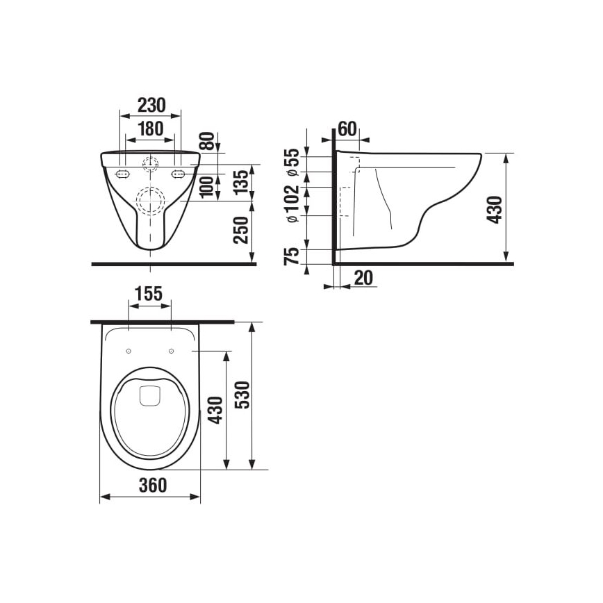 JIKA H8213840000001 - WC a parete LYRA ceramiche/bianco