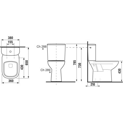 JIKA H8266170002801 - WC-Kombination DEEP Keramik/Weiß
