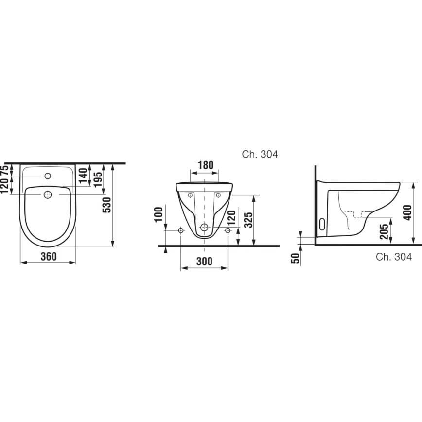JIKA H8303810003021 - Bidet a parete LYRA ceramiche/bianco