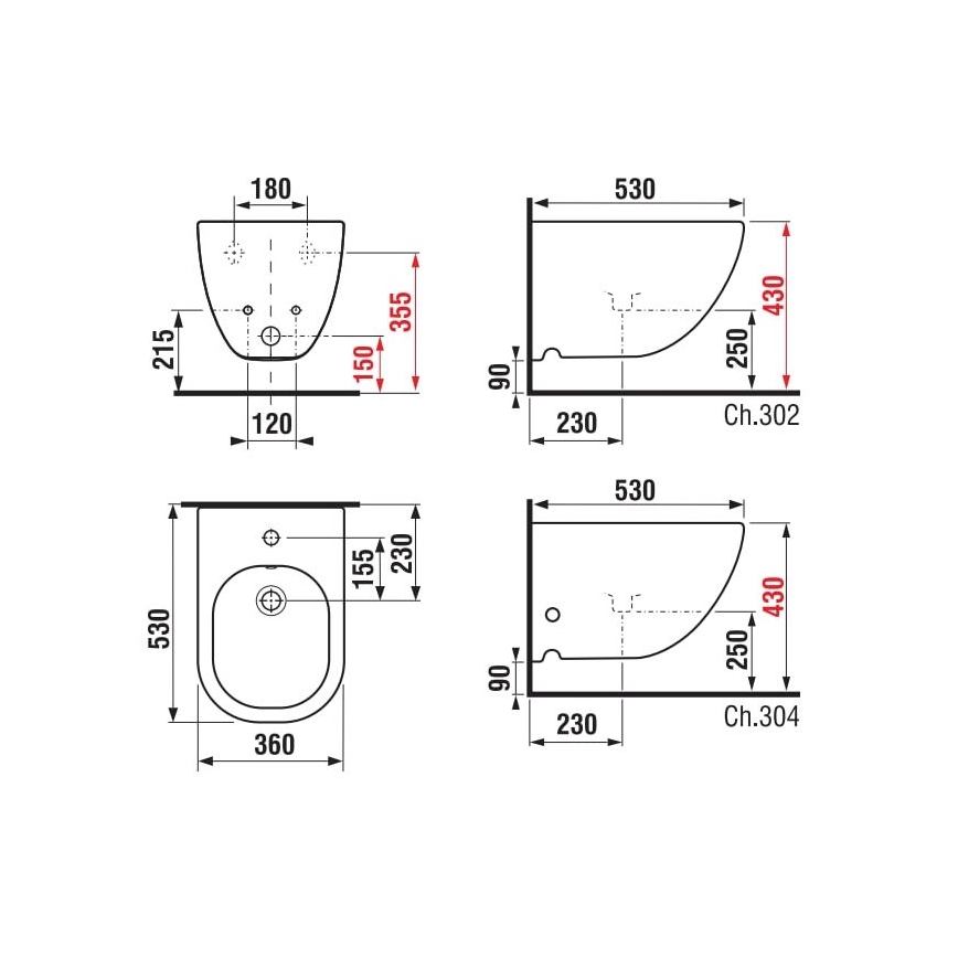 JIKA H8317121003021 - Bidet a parete MIO ceramiche/perlato bianco