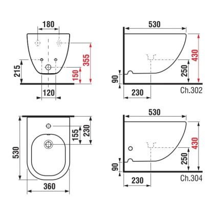 JIKA H8317121003021 - Bidet sospeso MIO ceramica/bianco perla