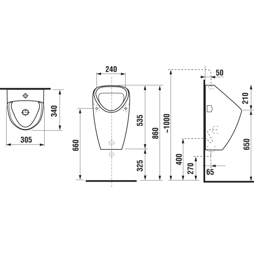 JIKA H8430610000001 - Urinoir GOLEM, arrivée d'eau intérieure, évacuation arrière, céramique/blanc