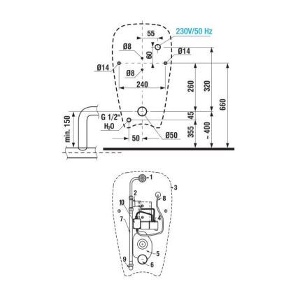 JIKA H8430700000001 - Urinale GOLEM con alimentazione interna, scarico posteriore, ceramica/bianco