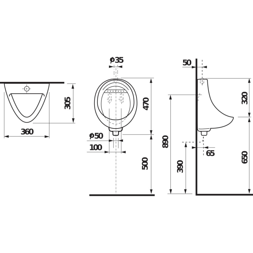 JIKA H8441000004401 - Orinatoio KORINT ingresso esterno, scarico inferiore ceramiche/bianco