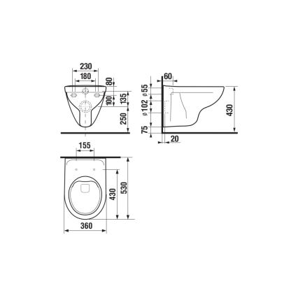 JIKA H8663850000001- WC suspendu LYRA céramique/blanc + abattant LYRA duroplast/blanc